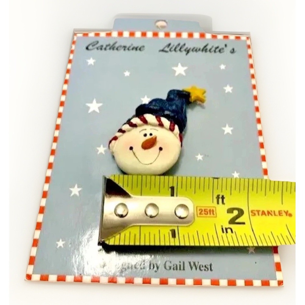 Catherine Lilywhites Gail West Brooch Christmas Snowman Kitsch Folk Vintage Pin